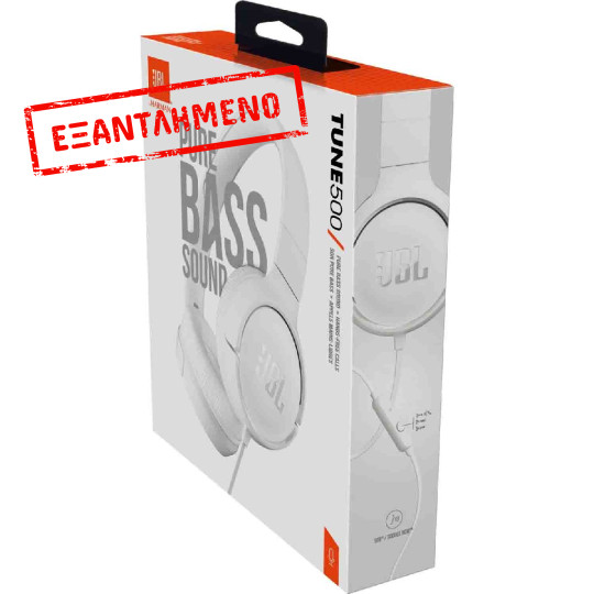 Ακουστικά Stereo On-ear JBL Tune 500 3.5mm Pure Bass Sound με Μικρόφωνο JBLT500WHT Λευκό