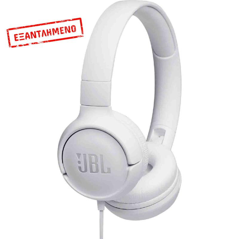 Ακουστικά Stereo On-ear JBL Tune 500 3.5mm Pure Bass Sound με Μικρόφωνο JBLT500WHT Λευκό