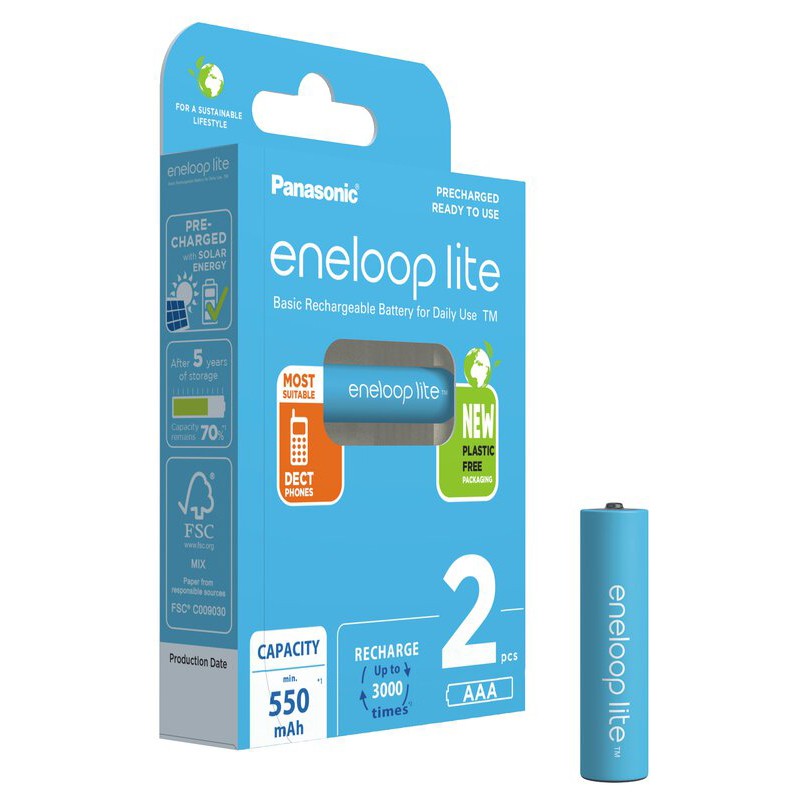 Μπαταρία Επαναφορτιζόμενη Panasonic Eneloop Lite BK-4LCCE/2DE 550 mAh size AAA Ni-MH 1.2V Τεμ. 2 Eco Pack