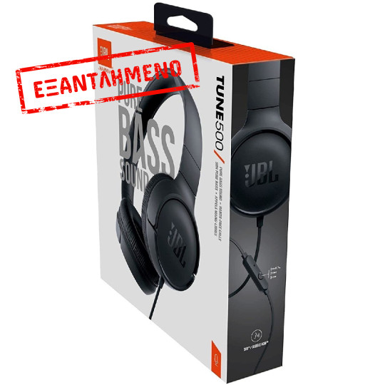 Ακουστικά Stereo On-ear JBL Tune 500 3.5mm Pure Bass Sound με Μικρόφωνο JBLT500BLK Μαύρο