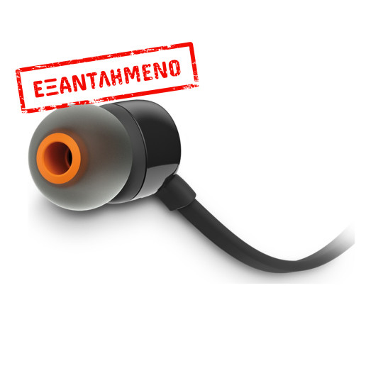 Hands Free JBL Tune 110 In-ear 3.5mm Pure Bass Sound 9mm με Μικρόφωνο και Πλακέ Καλώδιο JBLT110BK Μαύρο