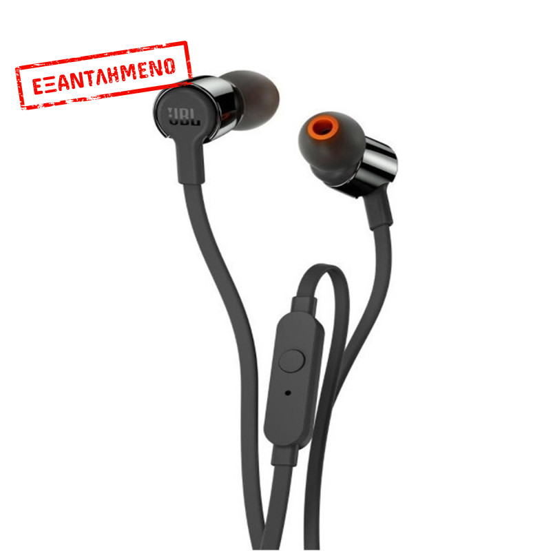 Hands Free JBL Tune 110 In-ear 3.5mm Pure Bass Sound 9mm με Μικρόφωνο και Πλακέ Καλώδιο JBLT110BK Μαύρο