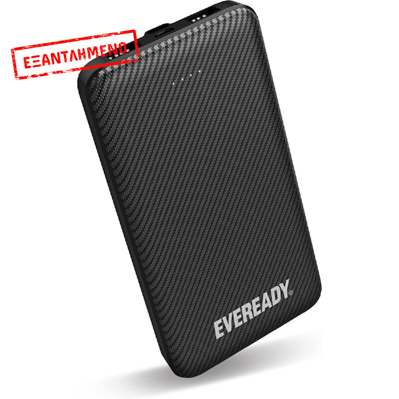 Power Bank Energizer Eveready Slim 10000mAh 2A  με 2x USB 2.0 και LED Ένδειξη Μπαταρίας Μαύρο