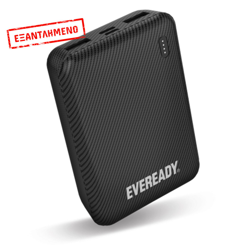 Power Bank Energizer Eveready Mini 10000mAh 2.1A με 2x USB 2.0 και LED Ένδειξη Μπαταρίας Μαύρο