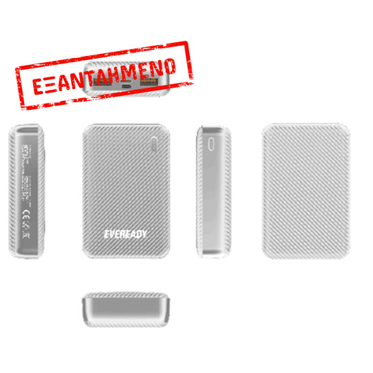 Power Bank Energizer Eveready Mini 10000mAh 2.1A με 2x USB 2.0 και LED Ένδειξη Μπαταρίας Ασημί