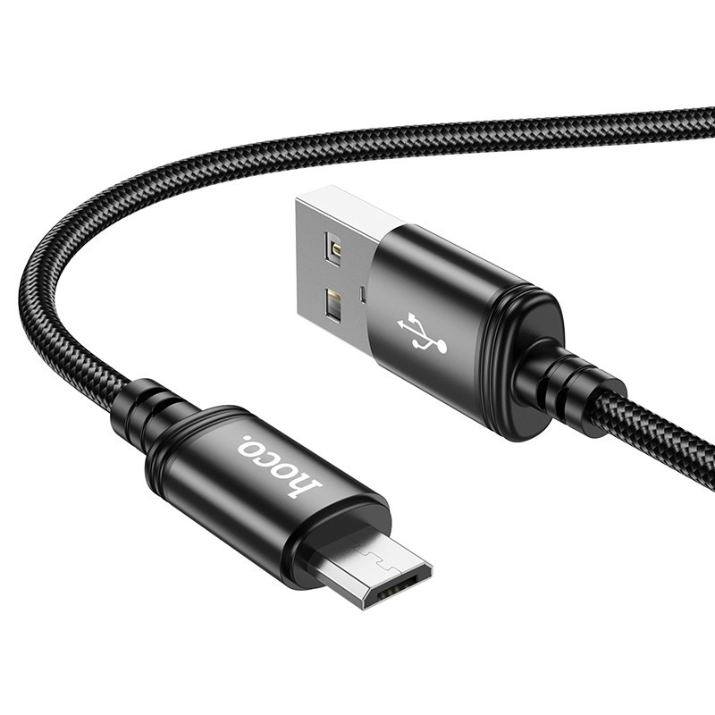 Καλώδιο σύνδεσης Hoco X89 Wind USB σε Micro USB 2.4A 1m Μαύρο Braided