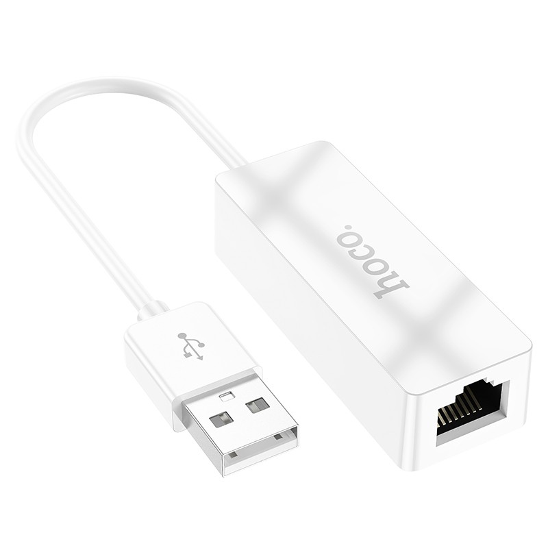 Αντάπτορας  Hoco UA22 USB Αρσενικό σε RJ45 OTG 100Mbps 15cm Λευκό