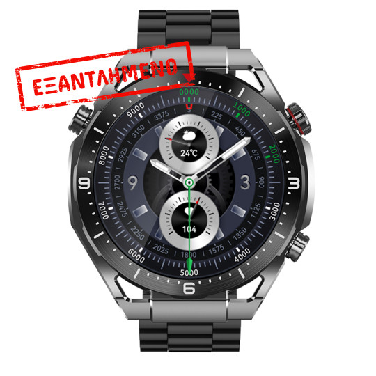 Smartwatch Ecowatch 1 1.52” 400mAh IP67 Μαύρο με Silicon PU Leather και Metal Band