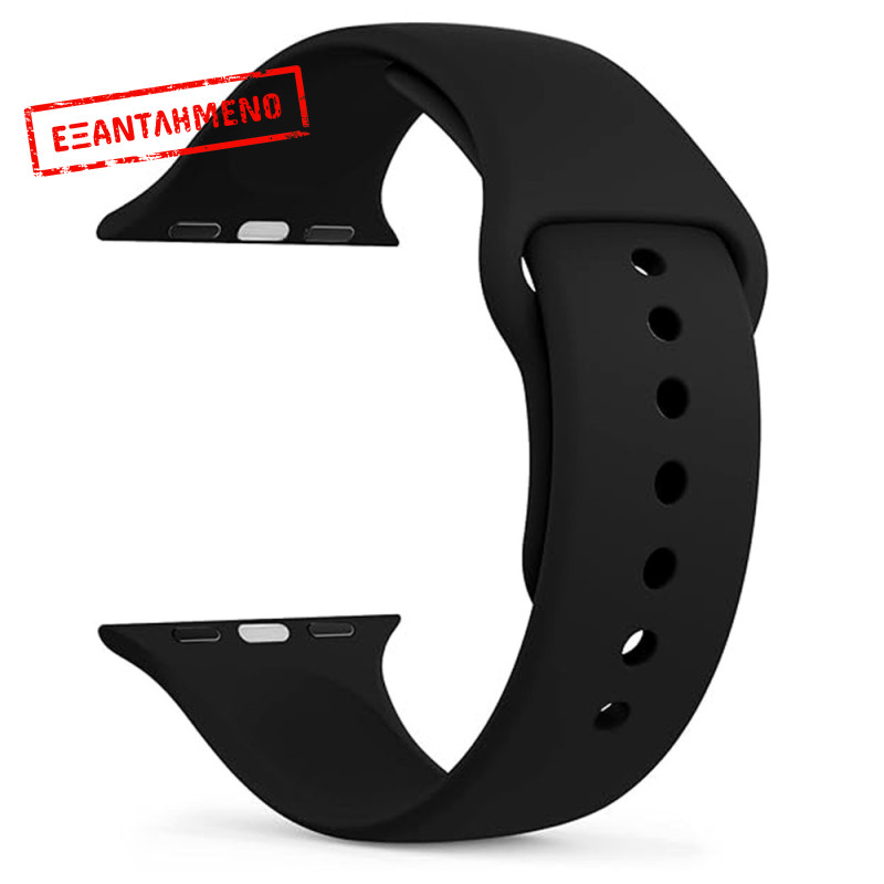 Watchband Noozy 42/44/45/49mm για Apple Watch 1/2/3/4/5/6/7/8/9/se/ultra 1/ultra 2 Μαύρο Silicon Band