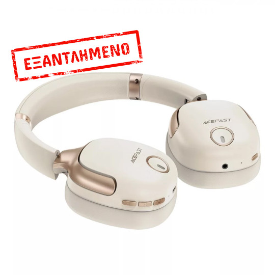 Wireless Ακουστικά Acefast H2 Active Noise Cancelling V5.3  AUX Port -40dB ANC HiFi Large Dynami Coil 80 ώρες Αναπαραγωγής Cream White