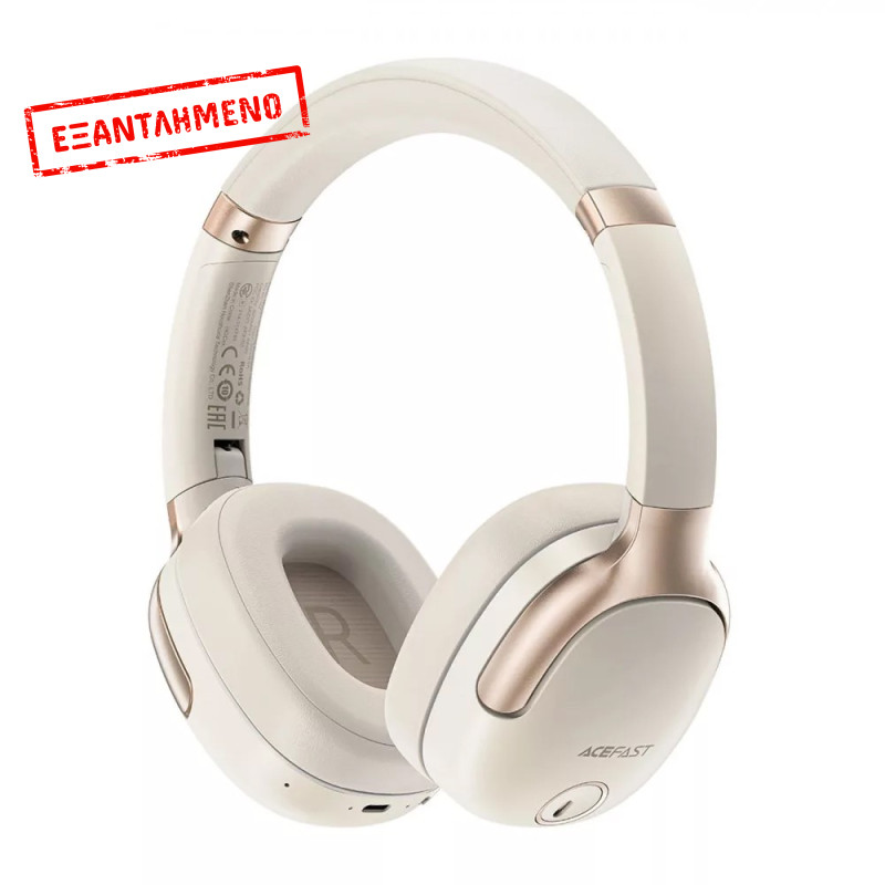 Wireless Ακουστικά Acefast H2 Active Noise Cancelling V5.3  AUX Port -40dB ANC HiFi Large Dynami Coil 80 ώρες Αναπαραγωγής Cream White