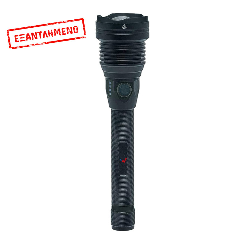 Φακός Wonder Wt60000W 6000 Lumens Απόσταση Δέσμης: 500m Αυτονομία: 4h Βάρος: 385gr IP44 με Λειτουργία Powerbank  4400mAh Μεταλλικός