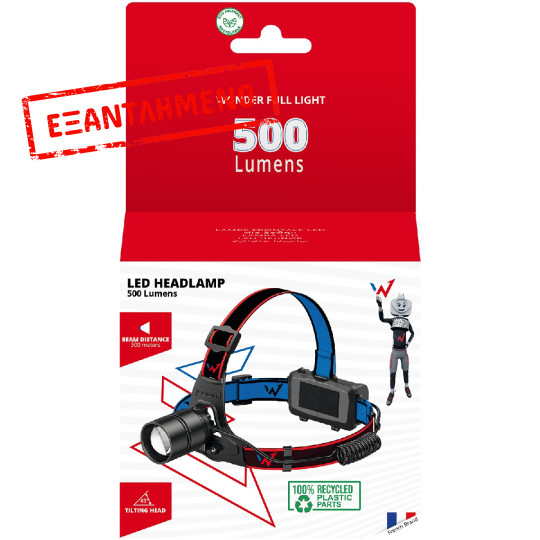 Επαναφορτιζόμενος Φακός Κεφαλής Wonder Wt5001H 500 Lumens Απόσταση Δέσμης: 300m Αυτονομία: 4.5h Βάρος: 216gr IP44 Μαύρος