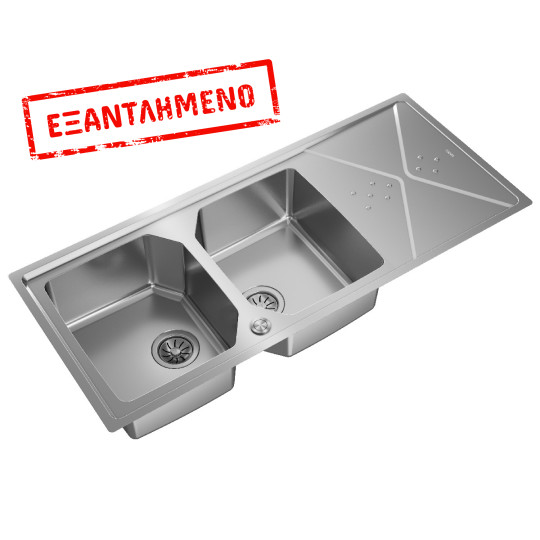 Νεροχύτης Inox TEKA 2 Γούρνες με Ποδιά για Ένθετη & Επίπεδη Τοποθέτηση 116,4x50,4cm BROOKLYN 80 M-XP 2B 1D