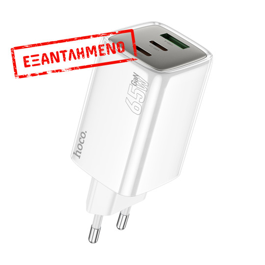 Φορτιστής Ταξιδίου Hoco N41 Almighty με 2xUSB-C 65W and USB-A 30W Εξόδους Φόρτισης Λευκός