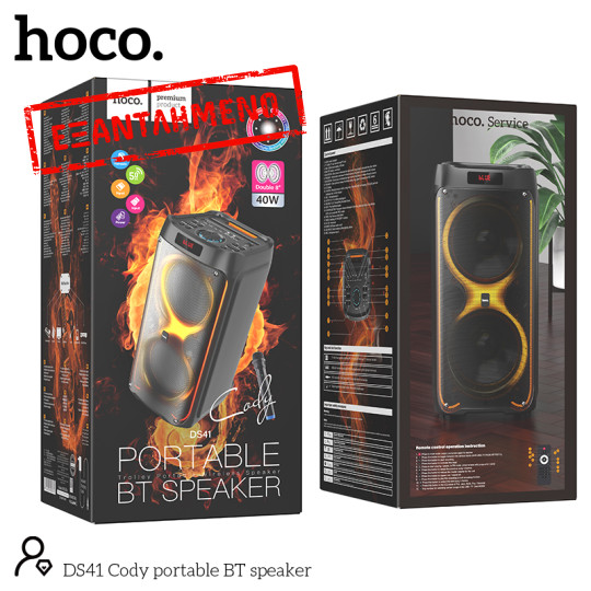 Φορητό Ηχείο Hoco DS41 Cody BT V5.0 40W 4400mah Bluetooth, USB, FM, AUX με LED Φωτισμό και Ασύρματο Μικρόφωνο.