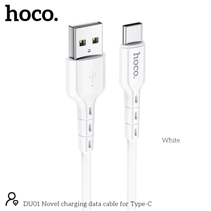 Καλώδιο σύνδεσης Hoco DU01 Novel USB σε USB-C 3.0A για Φόρτιση και Μεταφορά Δεδομένων 1m Λευκό