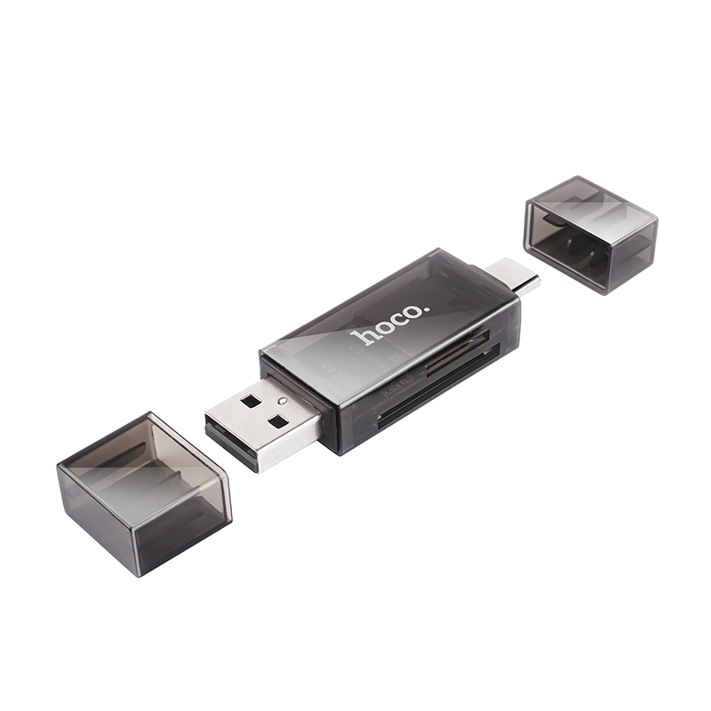 Αναγνώστης Κάρτας Μνήμης Hoco DHD01 USB 2.0  και USB-C σε SD Κάρτα 480Mbps με 2TB Μέγιστη Χωρητικότητα Μαύρο