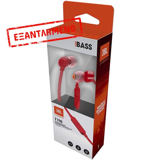 Hands Free JBL Tune 160 In-ear 3.5mm 9mm Dynamic Driver Pure Bass Sound με Μικρόφωνο JBLT160RD Κόκκινα