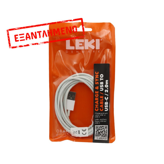 Καλώδιο Σύνδεσης και Φόρτισης Leki Orange Concept USB σε USB-C 2m Λευκό