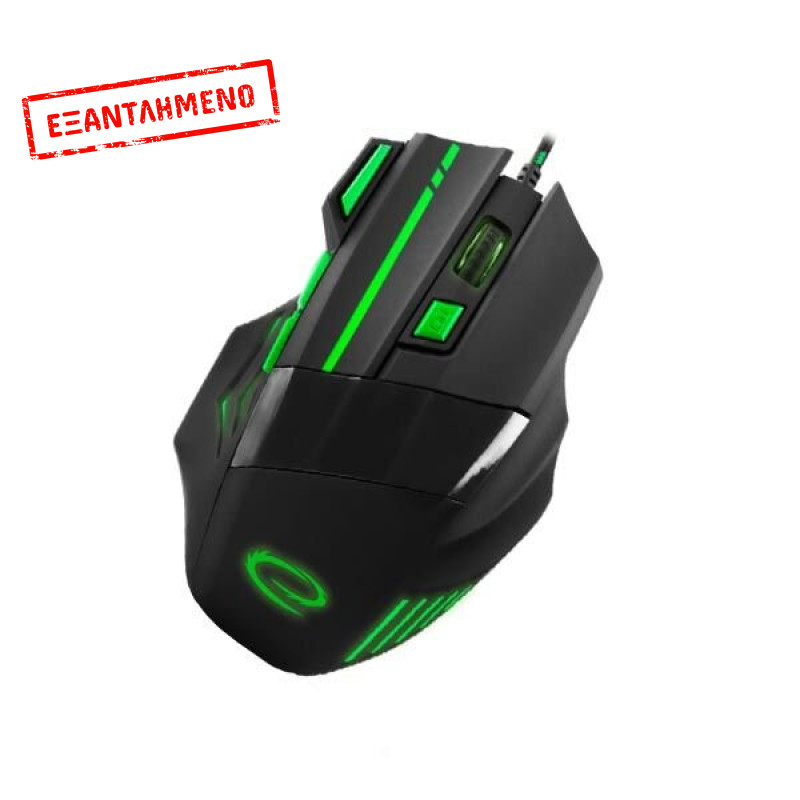 Wolf Gaming mouse ενσύρματο μαύρο/πράσινο 7 Keys 2400dpi EGM201