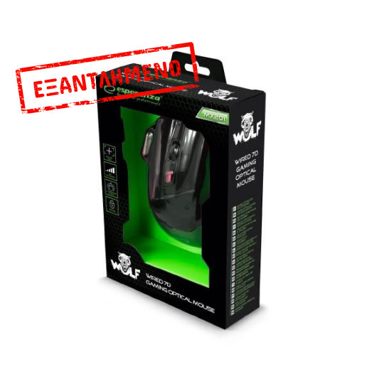 Wolf Gaming mouse ενσύρματο μαύρο/κόκκινο 7 Keys 2400dpi EGM201R