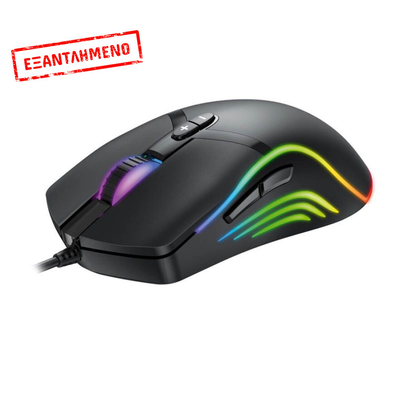 Varr RGB Gaming mouse1000/1600/3200/6400Dpi Μαύρο VGMB03