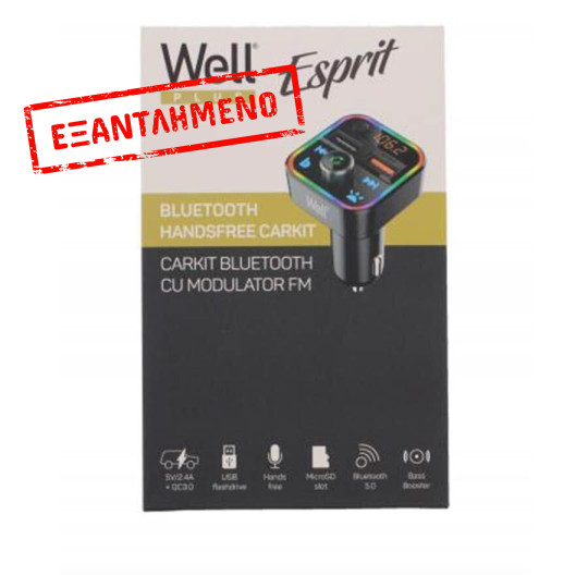 Well Car Mp3 Fm Transmitter με λειτουργία Hands-Free FMTRANS-BT-ESPRIT-WL