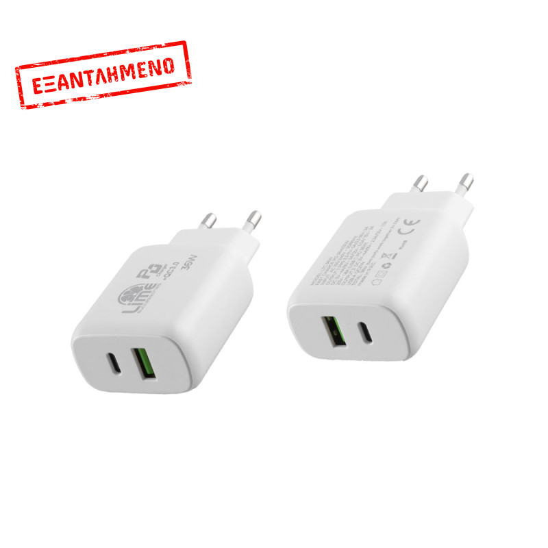 Universal Type-C PD 3.0 Dual Super Fast Travel Wall Charger 36W 4.0A & USB QC 3.0 21W max 36W Lime L