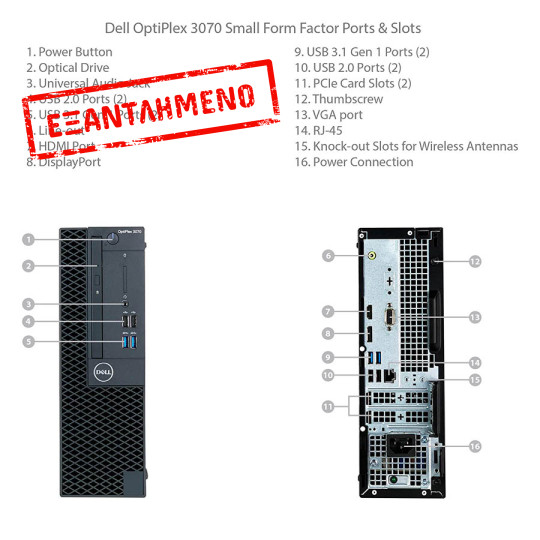 Dell 3070 SFF i5-9500T/8GB DDR4/256GB M.2 SSD/No ODD/10P Grade A+ Refurbished PC